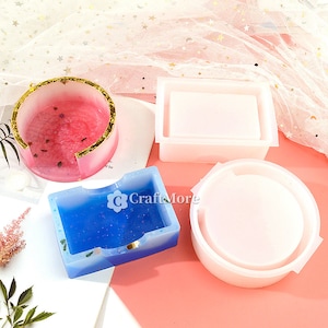 Round coaster resin mold-Coaster holder mold-Resin cup mat mold-Square silicone coaster mold-Silicone tray mold-Resin coaster storage mold