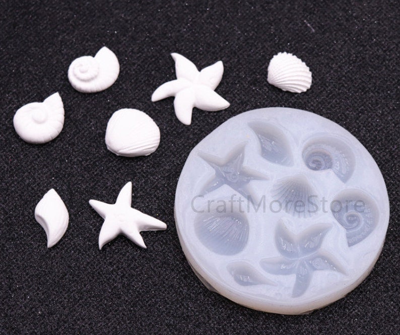 shell collection Pendant Cabochon soft Silicone Mold,UV Resin Transparent Silicone Mold,resin mold,uv resin mold,casting mold,starfish mold
