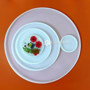 Large round coaster silicone mold-Round tray resin molds-5 sizes silicone tray mold-Round silicone coaster mold-Epoxy resin cup mat mold