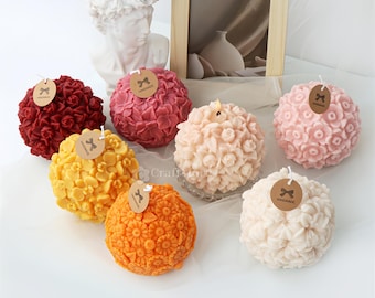 6 Styles Flower Sphere Candle Molds-Silicone Flower Mold-Lily/Daisy/Cherry Blossom Sphere Mold For Candle DIY Making-Scented Candle Mould