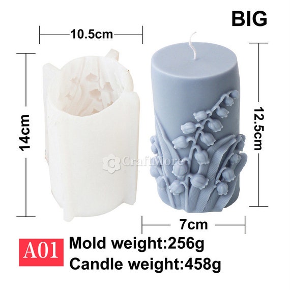 Création Bougies Artisanales Lot De 3 Moules à Bougies Silicone Cylindriques - 10cm, 8.5cm, 5.6cm - Pour Bougies, Savons, Résine Cera Per Candele Fai Da Te