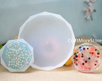 Diamond Round coaster mold -Ronde koffie cup mat siliconen Mal - Desktop decoratie Mold- Resin coaster Mold - Resin craft mold