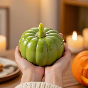 Large Size Pumpkin Candle Jar Silicone Mold-Cute Pumpkin Storage Box Resin Mold-Concrete Jesmonite Cement Plaster Casting Candle Vessel Mold