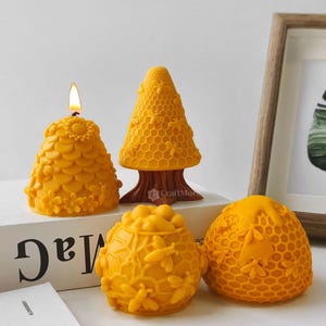 5 Styles Honeycomb Candle Silicone Mold-Bee Pillar Candle Mold-Scented Candle Mold-Silicon Mold for Candle Making-Honeycomb ornaments mold