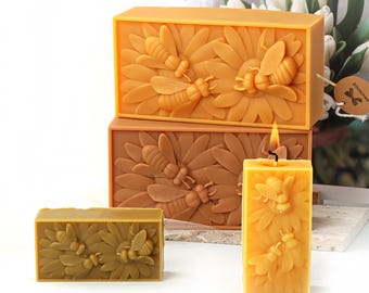 Flower and bee embossed candle silicone mold-bee soap mold-scented candle mold-essential oil handmade soap mold-silicone mold for pastry DIY