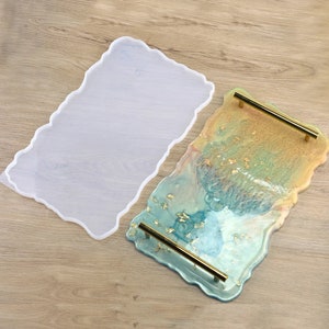 Large Irregular Wave Agate Coaster Mold Big Rectangle Fruit Tray Mold,Silicone Resin Molds For Resin Silicone Rolling Tray Mold Epoxy Resin