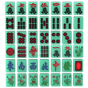 May include: A set of 36 green mahjong tiles with various Chinese characters and symbols. The tiles are arranged in rows and columns, with the numbers 1 through 4 visible at the bottom of the image.