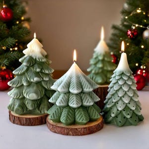 Christmas tree candle silicone mold-3D Christmas tree ornament resin mold-gypsum/concrete Christmas tree mold-Home decor Diffuser Stone mold