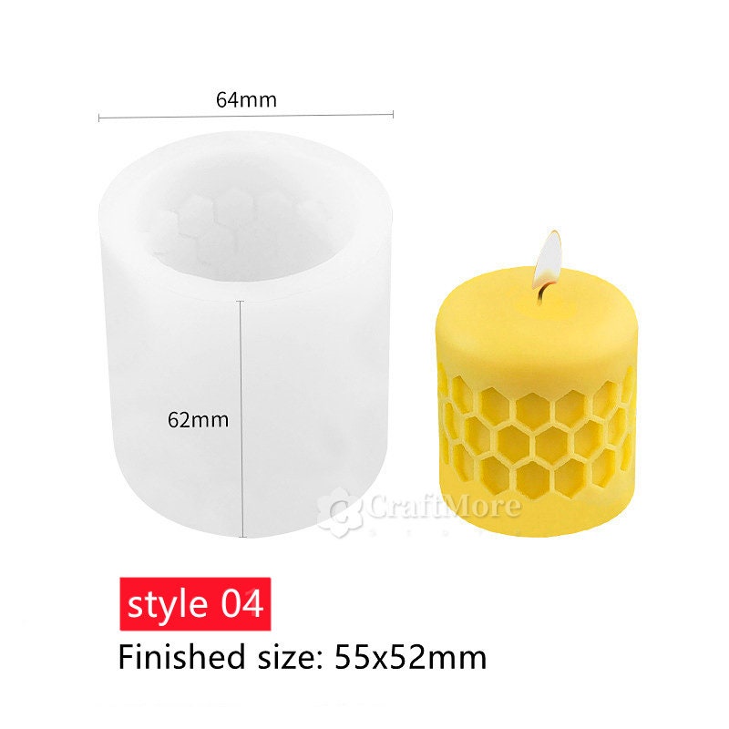  Xidmold 4pcs Bee Honeycomb Candle Molds, 3D Beehive