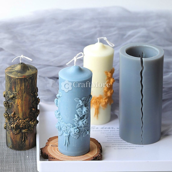 High Quality Carved Candle Mold-retro Cylinder Silicone Candle