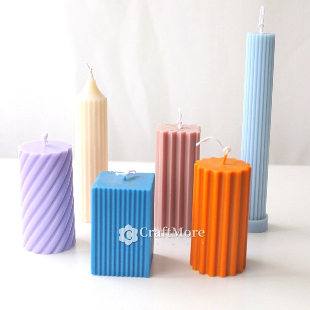 Silicone Candle Molds Easy Demoulding Long Pillar Wax Mould DIY Large  Striped Columnar Conical Cylinder Mould Home Wedding Decor