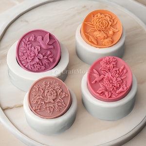 4 Styles Flower Soap Silicone Mold-Embossed Peony Flower Soap Mold-Round Handmade Soap Mold-DIY Essential Oil Soap Mold-Mold For Soap Making