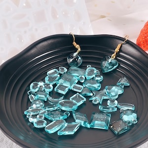 Mini Geometric Gem Silicone Mold-Faceted Gemstone Resin Mold for Stud Earrings DIY-Star/Oval/Heart/Square/Teardrop Gem Resin Mold-Resin Art