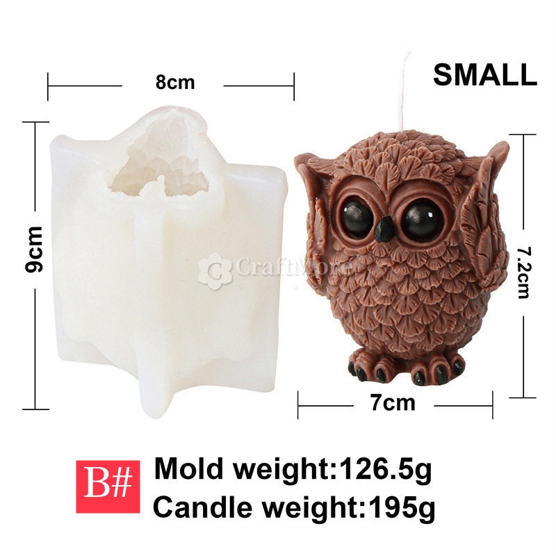 1pc Molde de silicona para velas perfumadas de búho pequeño 2.01 * 1.85  pulgadas