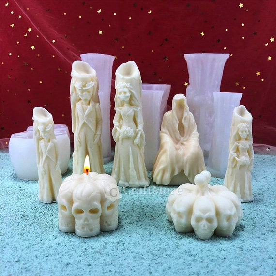 Halloween candle mold-silicone candle mold-skeleton candle mold-skeleton couple mold-dark goth candle mold-scented candle mold