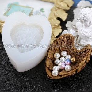 Feder Form Platte Silikon Form-Epoxy Harz Lagerung Box Form-Feather Aschenbecher Harz Formen-Silikon Schmuck Box Form für Harz Handwerk