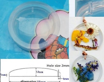 Silicone Mold with hole for pendant diy - Large size round Transparent resin mold - Pendant craft - for Jewelry Making - craft supplies