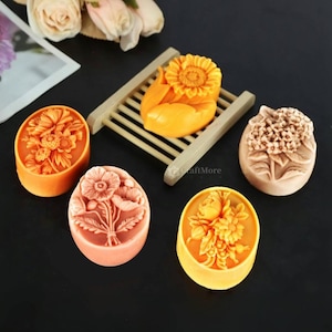 Embossed flower soap mold-handmade soap silicone mold-sunflower/peony soap mold-essential oil soap mold-flower diffuser stone ornament mold