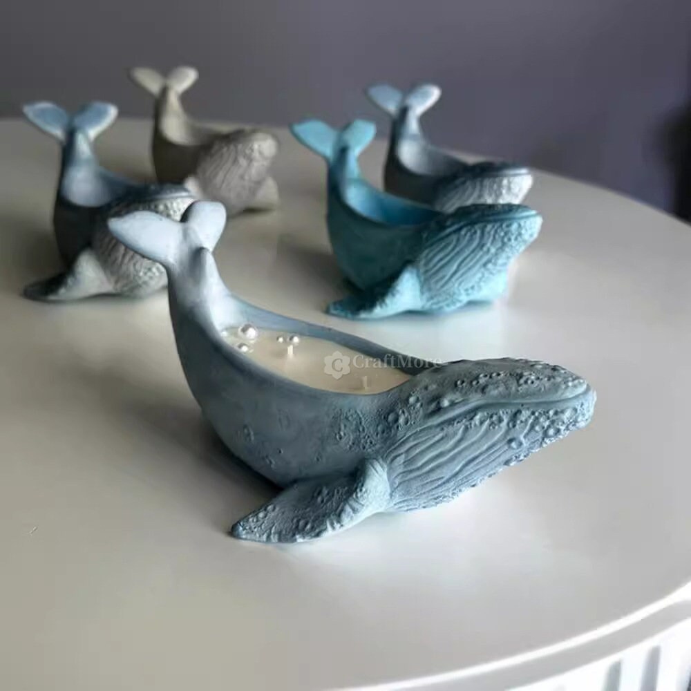 クジラキャンドル容器シリコン型 - キャンドルジャーコンクリート型