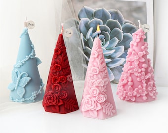Flower vine cone candle mold-rose cone silicone mold-Scented Candle mold-beeswax candle mold-wedding decoration candle making-gift for her