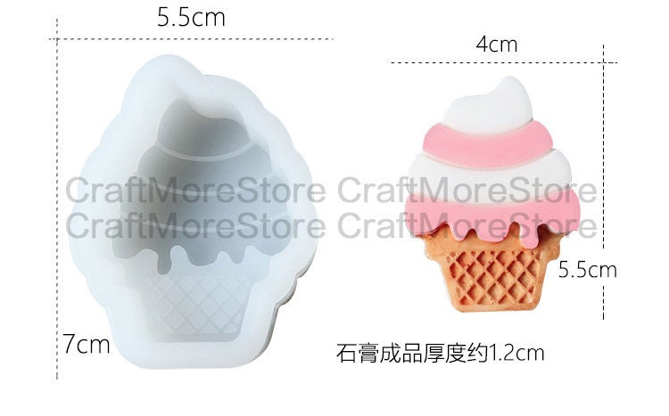 Cute Ice Cream Fondant Mold Ice Cream Cone Silicone Mold Resin - Etsy