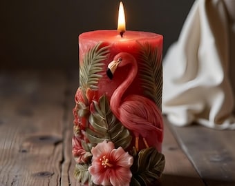 Flamingo Candle Molds-Pillar Candle Silicone Mold-Scented Candle Molds-Relief Flamingo Plaster Concrete Resin Ornament Molds-Animal Wax mold