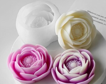 3D lotus candle silicone mold-flower candle mold-scented candle mold-lotus concrete mold-flower diffuser stone mold-lotus flower soap mold