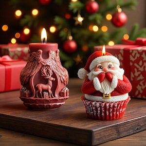 Christmas candle silicone mold-elk/Santa Claus candle mold-scented candle mold-Christmas decoration plaster/concrete/raysin/epoxy resin mold