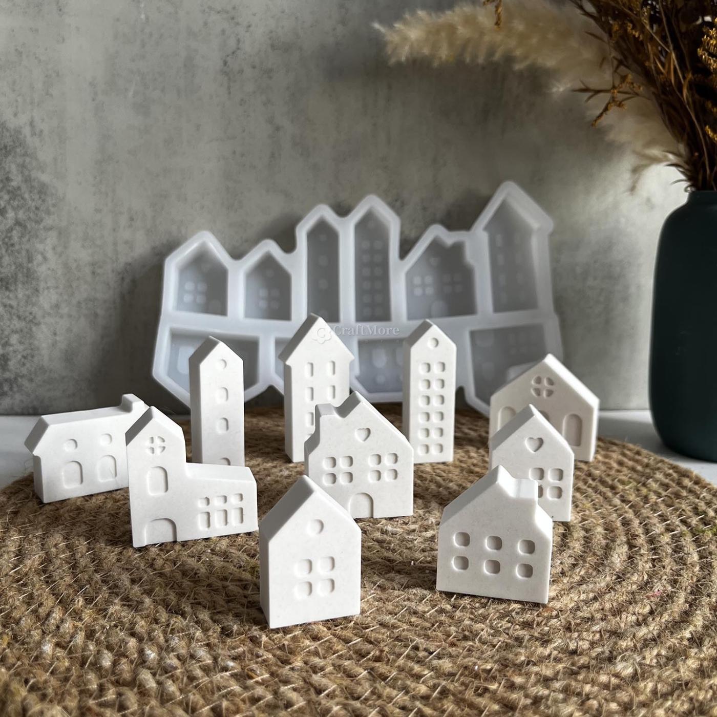 10 styles small silicone house mold-mini house concrete mold-cute house ornaments mold-little house candle mold-decor villa house resin mold