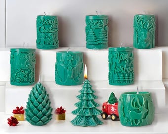 11 styles Christmas candle silicone molds-Christmas tree candle mold-pillar scented candle mold-silicone mold for candle making-candle mould