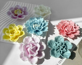 Lot De 4 Moules à Bougie En Silicone - Formes Fleurs (Roses, Marguerite) - Pour Savon, Résine, DIY - Réutilisables