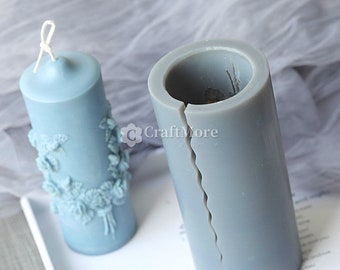 High Quality Carved Candle Mold-retro Cylinder Silicone Candle