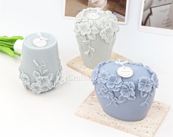 Flower Vine Candle Mold-Creative Flowers Pillar Candle Silicone Mold-DIY Nordic Style Scented Candle Mold-Cylinder Plaster Soap Mold