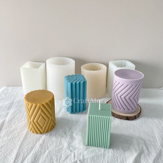 Irregular Striped Candle Silicone Mold-Creative Water Ripple Candle Mold-Cylinder Scented Candle Mold-DIY Beewax Pillar candle mould