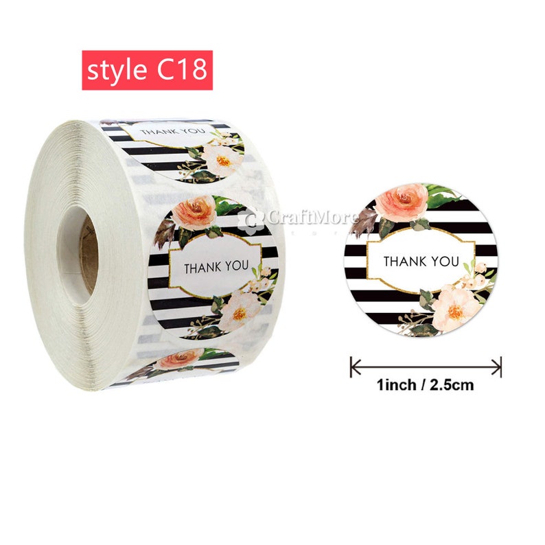 Kraft Paper StickerThank You StickerRound Flower StickerBag Etsy