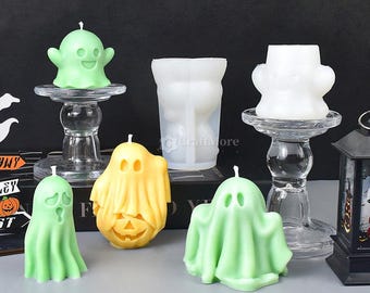 Halloween kaars siliconen mal-pompoen spookkaars mal-geurkaars mal-Halloweenornamenten gips hars kunst mal-spook beton mal