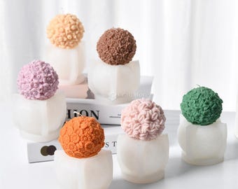 6 Styles Flower Sphere Silicone Molds-Flowers Candle Mold-Lily/Daisy/Cherry Blossom Sphere Mold For Candle DIY Making-Scented Candle Mould