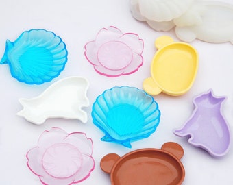 Creative Shell, cat, bear, cherry blossom silicone plate mold-Cartoon Storage Box resin molds-Resin craft dish mold-Soap dish mold