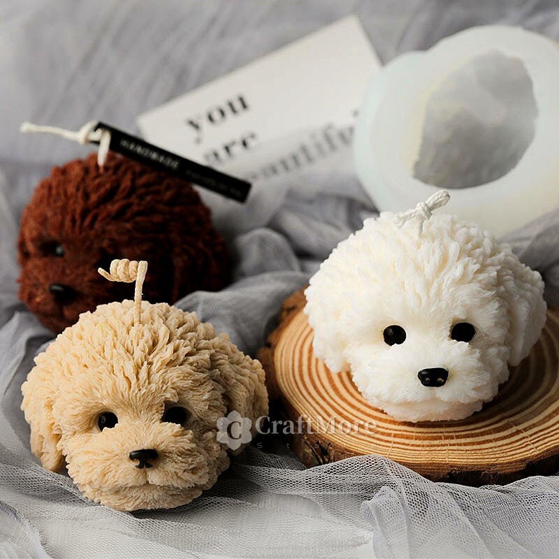 Dekostar 3D Dog Silicone Candle Molds Cute Puppy Soap Molds Chocolate Cake Baking Moulds Fondant Cake Dog Molds(2 Pcs As Packaging picture)