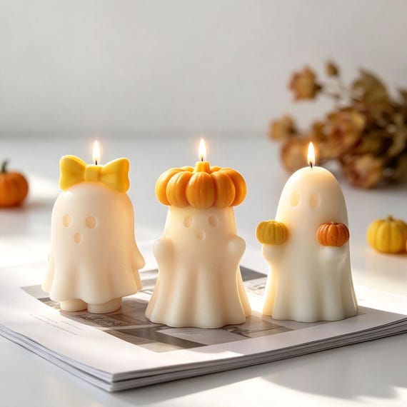 Cute Ghost Candle Silicone Molds-Halloween Ghost Candle Molds-Aroma Plaster Mold-Ghost Ornament Concrete/Epoxy Resin Mold-DIY Resin Art Mold
