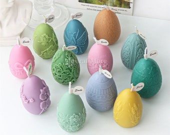 12 Styles Flower Embossed Egg Candle Mold-Easter Egg Silicone Mold For Candle DIY-Egg Shaped Resin Molds-Diffuse Stone Egg Plaster Mould