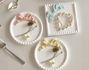 Bowknot Coaster Silicone Mold-Bubble Edge Tray Concrete/Plaster Mold-Epoxy Resin Coaster Mold-Square/Round Jewelry Tray Mold-Resin Art Mold