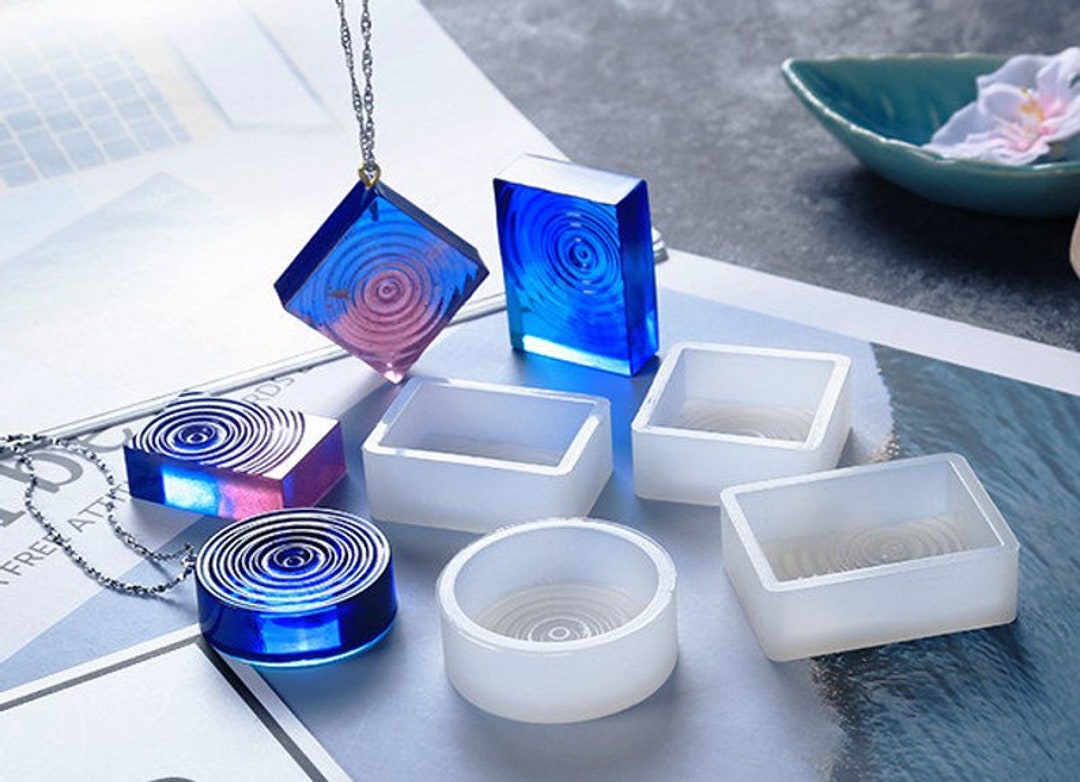 Vortex Pendant Silicone Mold for Jewelry Making - Ripple Surface Cube ...