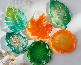 Silicone leaf tray mold-Resin leaf mold for plaster/concrete tray making-Epoxy resin coaster mold- Jewelry tray mold-Resin crafts supplier