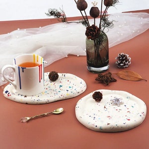 Irregularidad Oval Redondo Jesmonite Moldes de bandeja de terrazo, Cemento Cemento Yeso Coaster Bandeja Molde de resina Joyería Placa de baratija Moldes de silicona