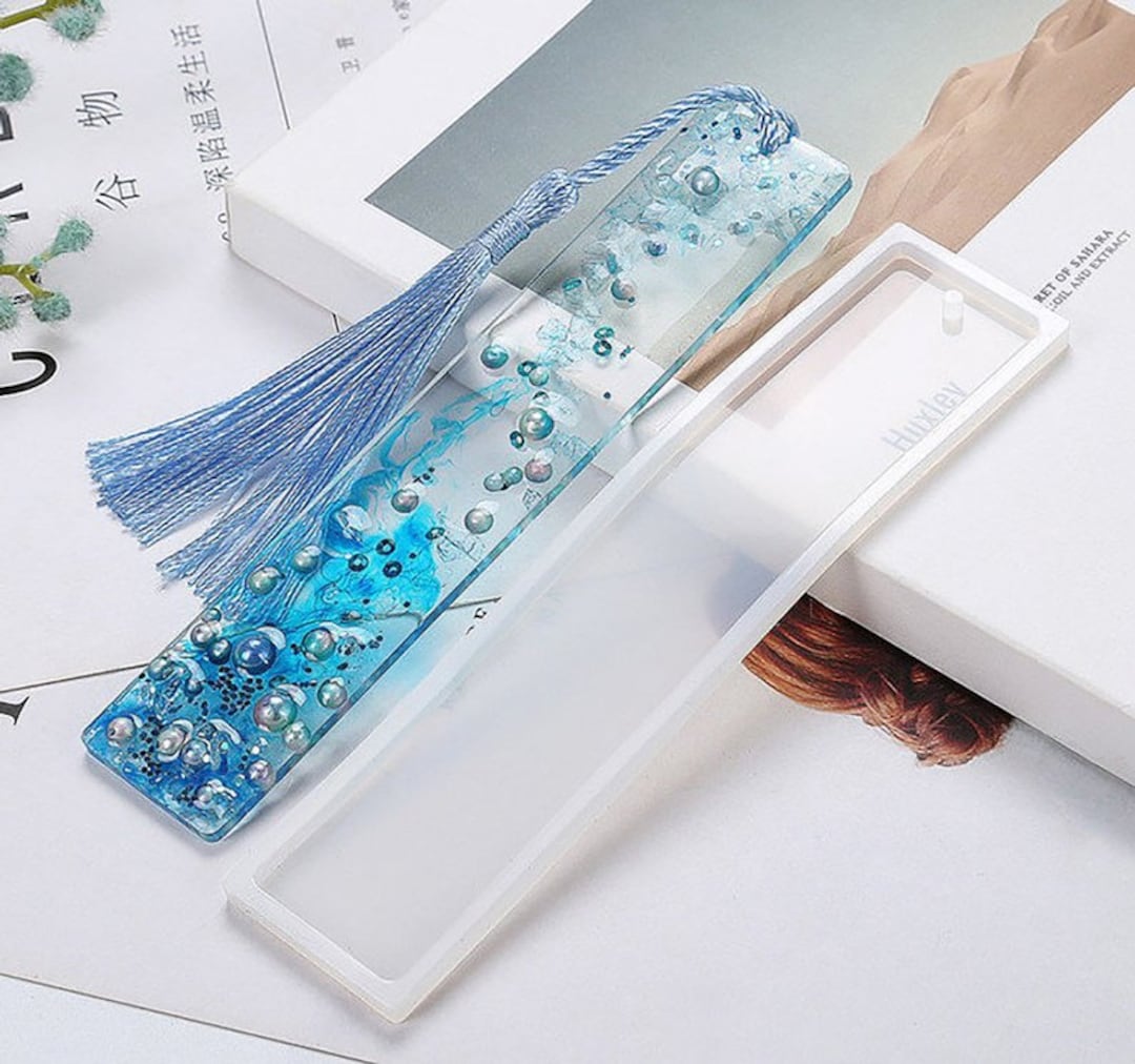 DIY Bookmark Resin Large Mould Bookmark Silicone Mould Rectangle Resin  Mould Epoxy Resin Jewelry Mould with Tassel for DIY Craft Bookmark Making,  16
