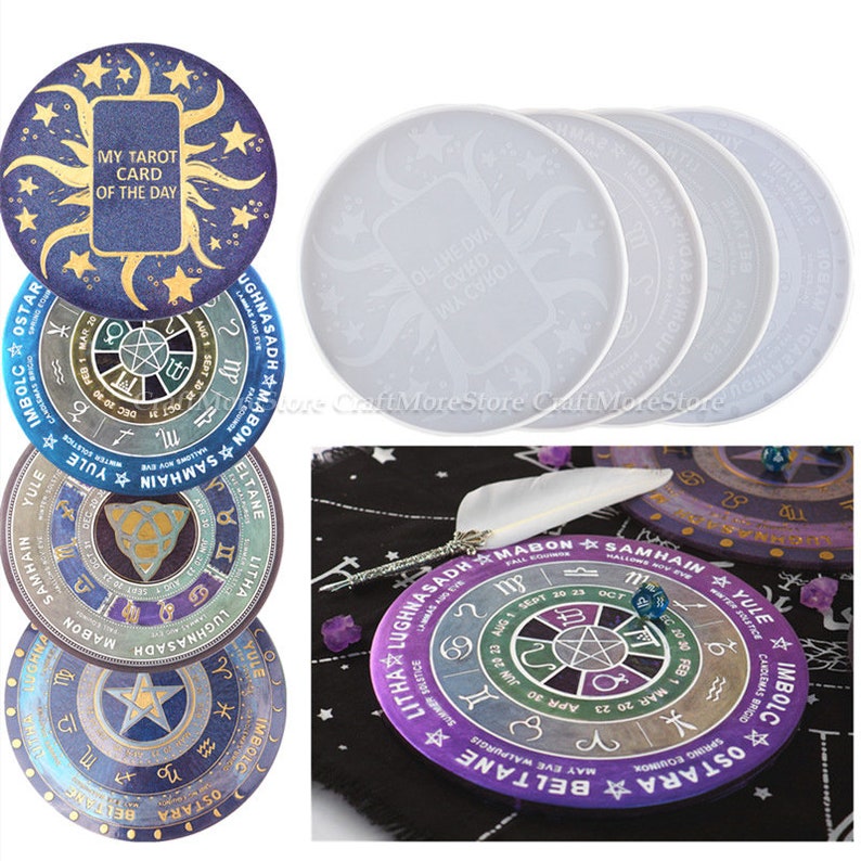 Tarot divination board Resin Mold-Silicone table mat mold-Zodiac constellation tray mold-Epoxy resin game board mold-Silicone coaster mold