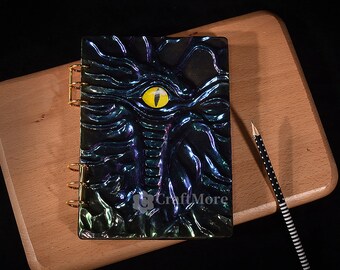 Cthulhu stile demone occhi copertina notebook stampo-Silicone notebook cover mold-A5 Notebook cover resin molds-Dragon eye notebook cover mold