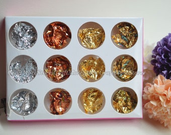 金箔紙 DIY 手作り接着剤 K 金箔紙 カラー箔 模造金色 ゴールド 9*9 cm 錫箔 金色 キラキラ紙