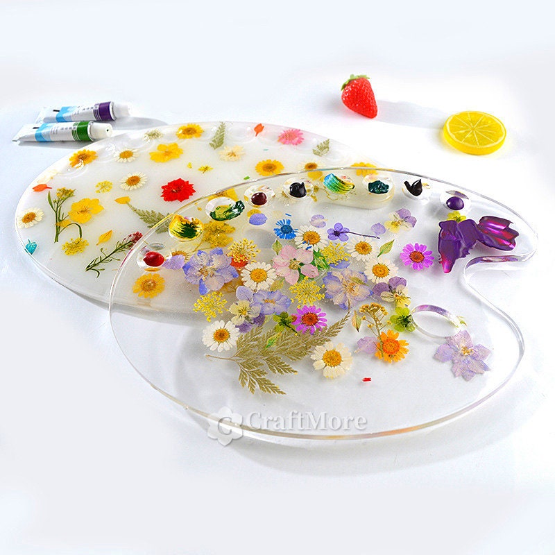 Paint Palette Epoxy Resin Silicone Mold Art Tray with Thumb Hole, Oval  11.7x8.5inch
